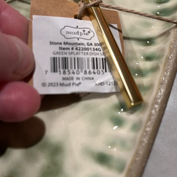 Mud Pie GREEN SPLATTER DISH SET/NWT - Picture 5 of 7